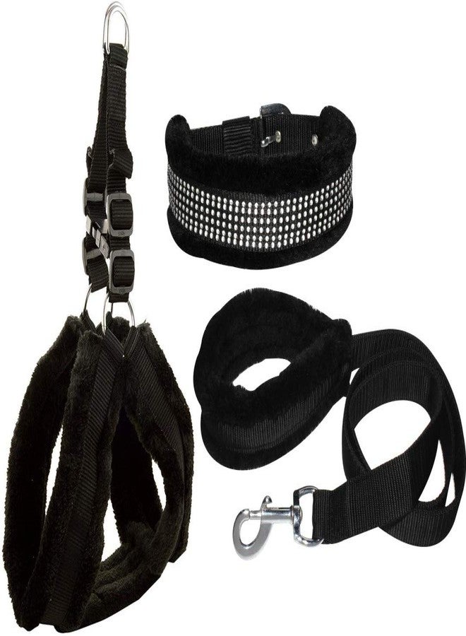 Cavalry Nylon Dog Harness, Dog Collar & Leash Adjustable (Medium, Black) - Image 1